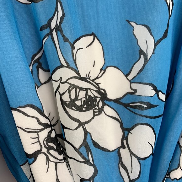 Calvin Klein Womens Floral Printed Chiffon Faux Wrap Dress Blue Size M NWT - Picture 12 of 13